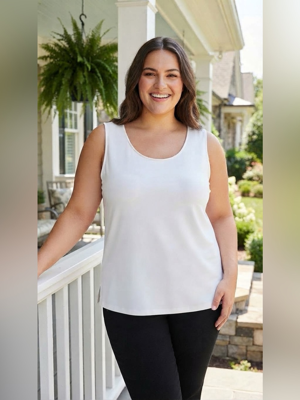 Susan Graver® Women's Liquid Knit Tank Top Scoop Neck White Size 2X New